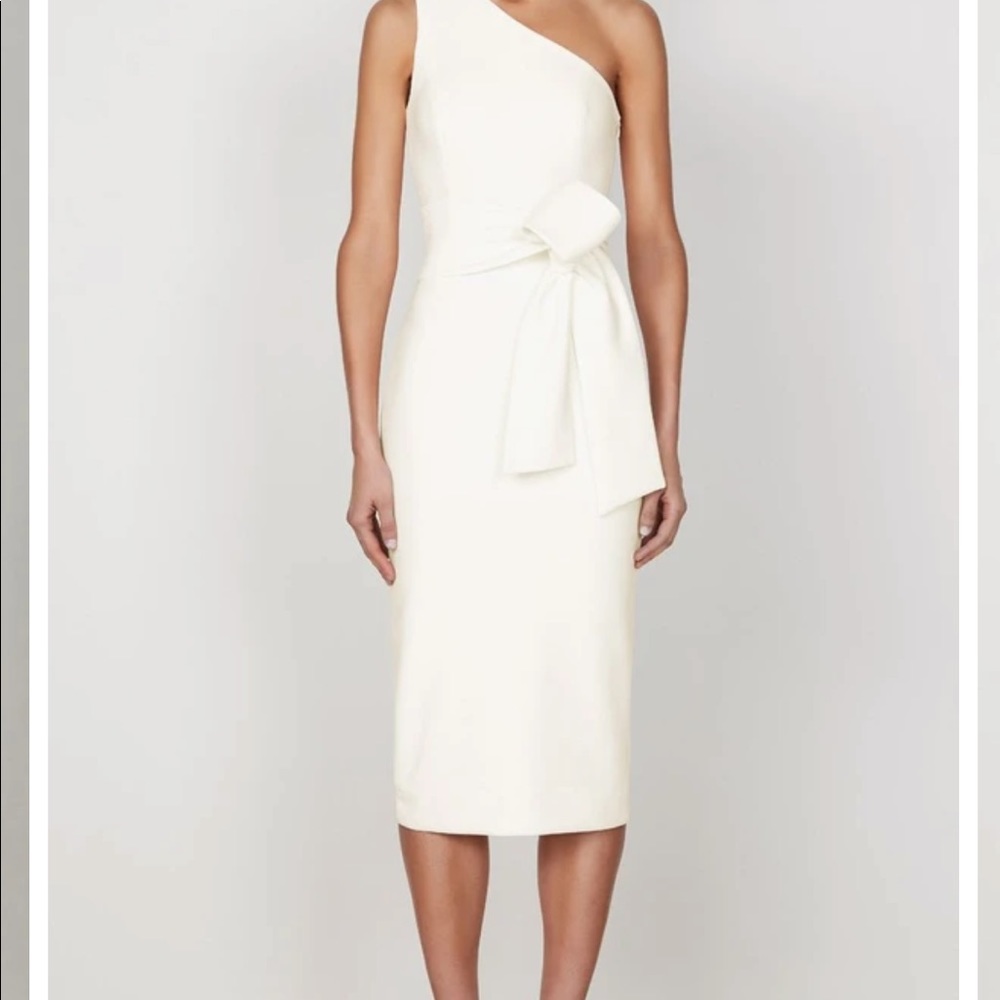 LUCY ONE SHOULDER MIDI DRESS - IVORY